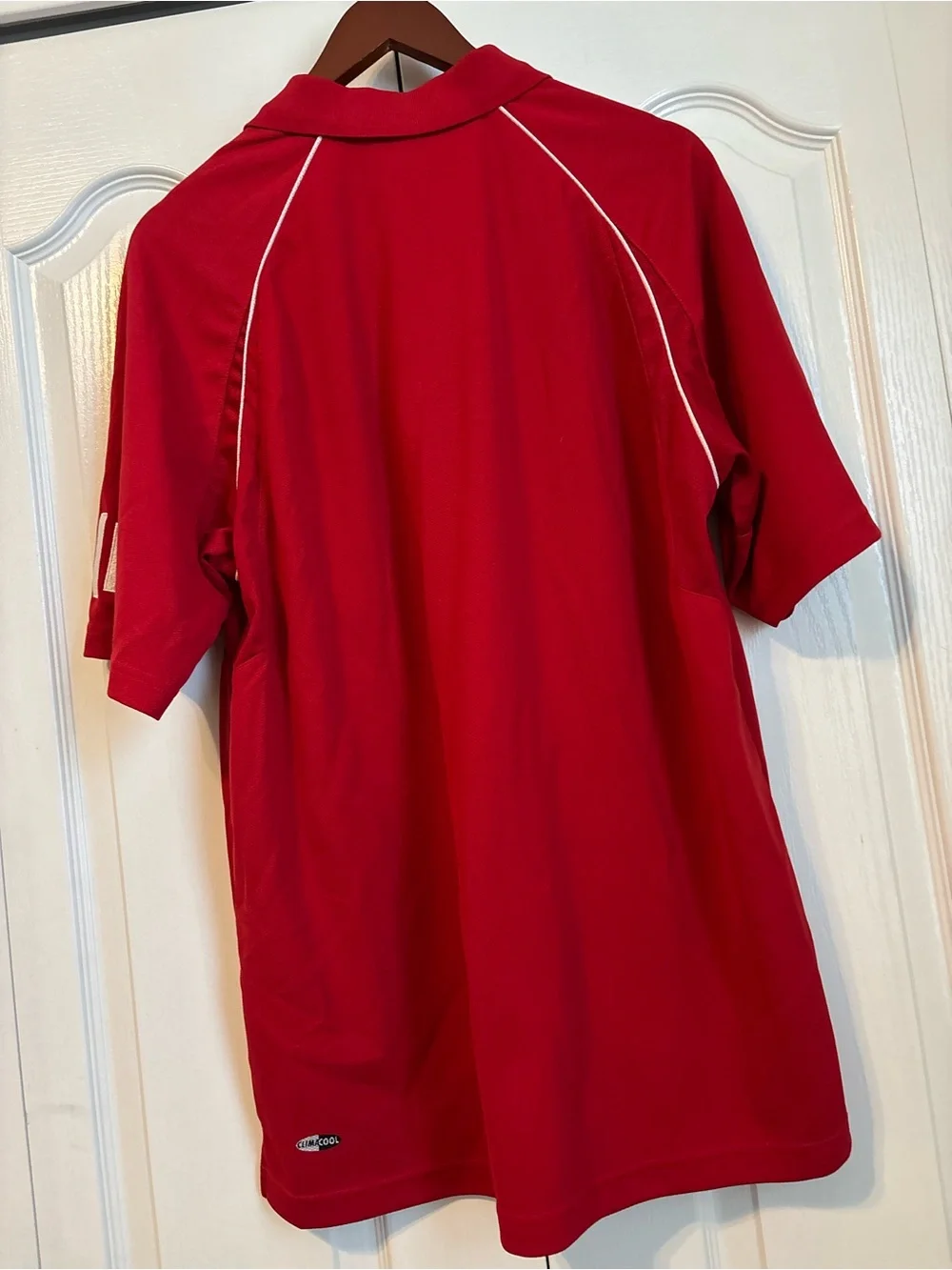 adidas Red Men's Polo with Cardinal Logo and White Accents